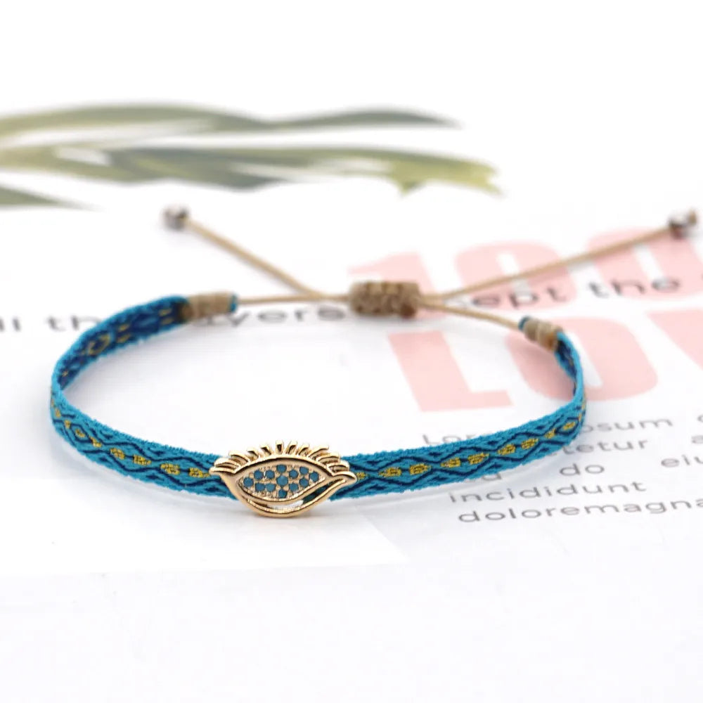 1 Piece Fashion Letter Devil'S Eye Copper Knitting Inlay Zircon Bracelets