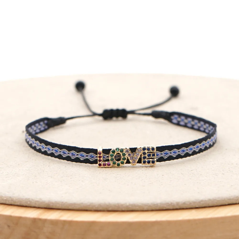 1 Piece Fashion Letter Devil'S Eye Copper Knitting Inlay Zircon Bracelets