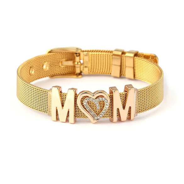 1 Piece Fashion Letter Heart Shape Alloy Titanium Steel Inlay Zircon Mother'S Day Couple Bracelets