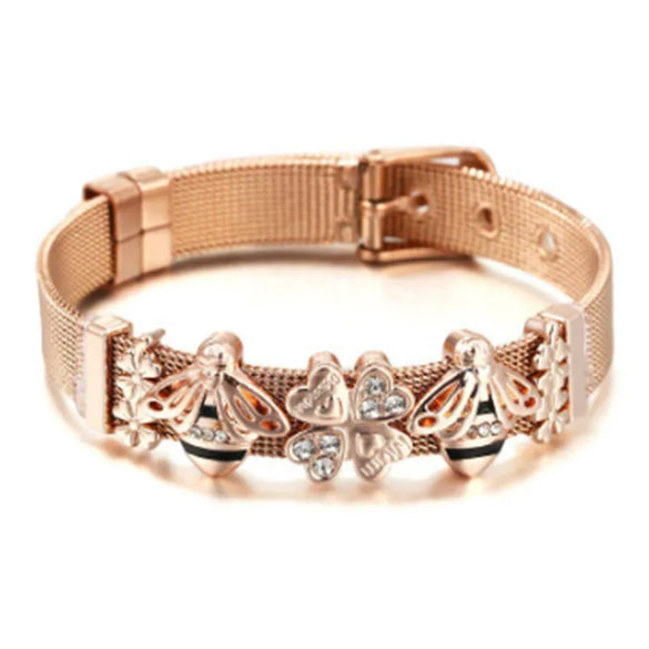 1 Piece Fashion Letter Heart Shape Alloy Titanium Steel Inlay Zircon Mother'S Day Couple Bracelets