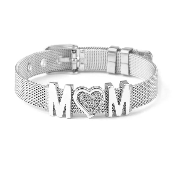 1 Piece Fashion Letter Heart Shape Alloy Titanium Steel Inlay Zircon Mother'S Day Couple Bracelets