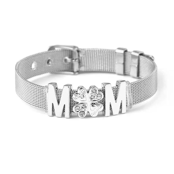 1 Piece Fashion Letter Heart Shape Alloy Titanium Steel Inlay Zircon Mother'S Day Couple Bracelets