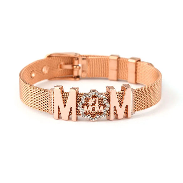 1 Piece Fashion Letter Heart Shape Alloy Titanium Steel Inlay Zircon Mother'S Day Couple Bracelets