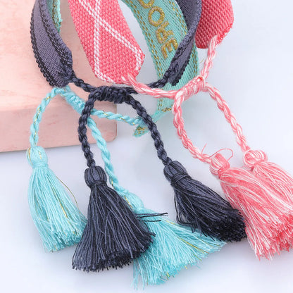 Fashion Letter Polyester Cotton Embroidery Braid Unisex Bracelets