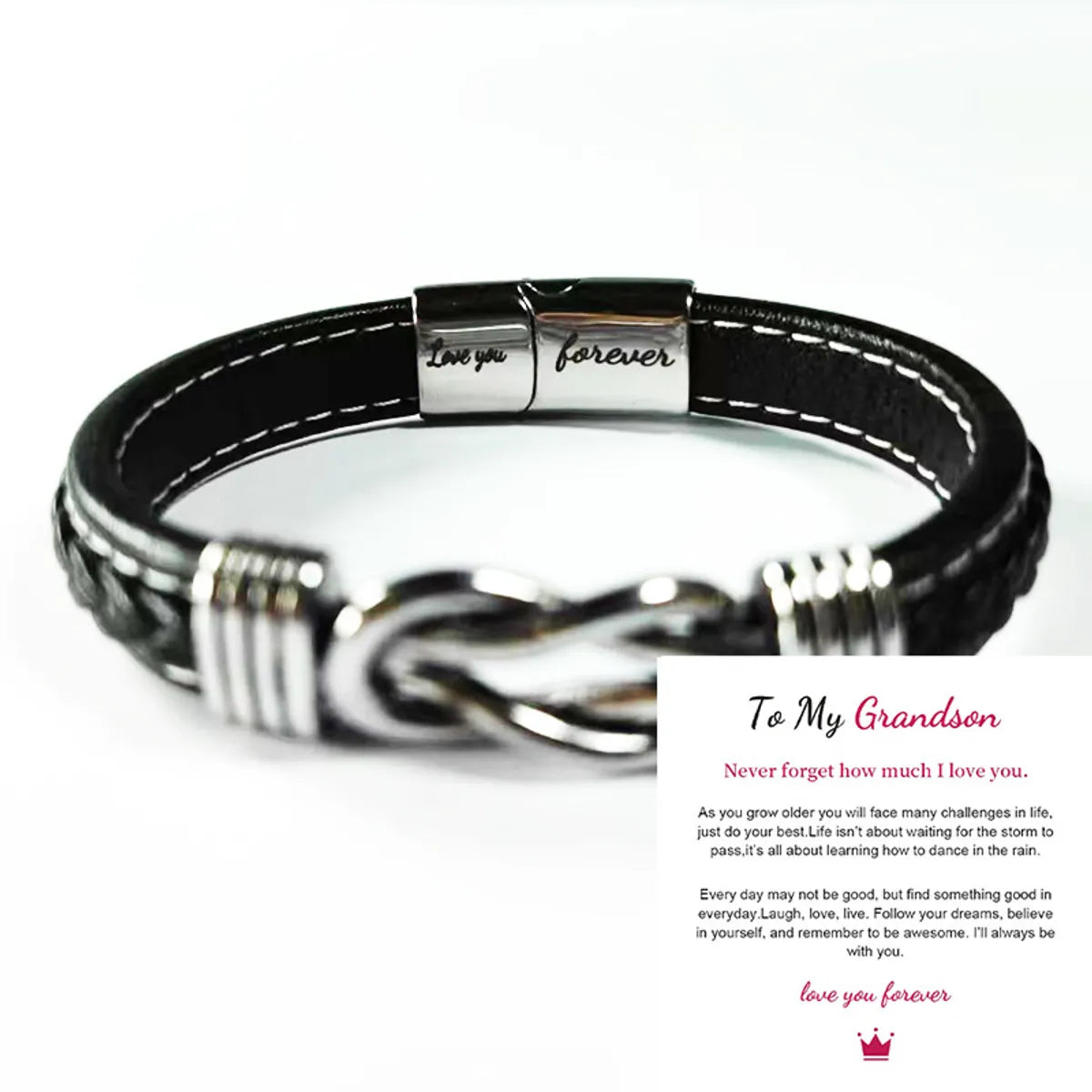 1 Piece Fashion Letter Pu Leather Alloy Men'S Bracelets