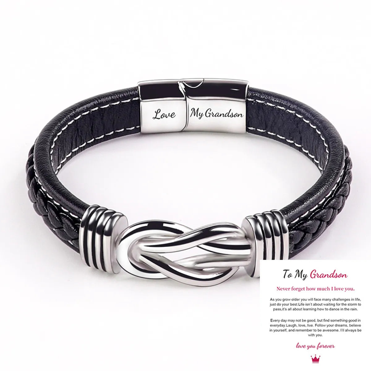 1 Piece Fashion Letter Pu Leather Alloy Men'S Bracelets