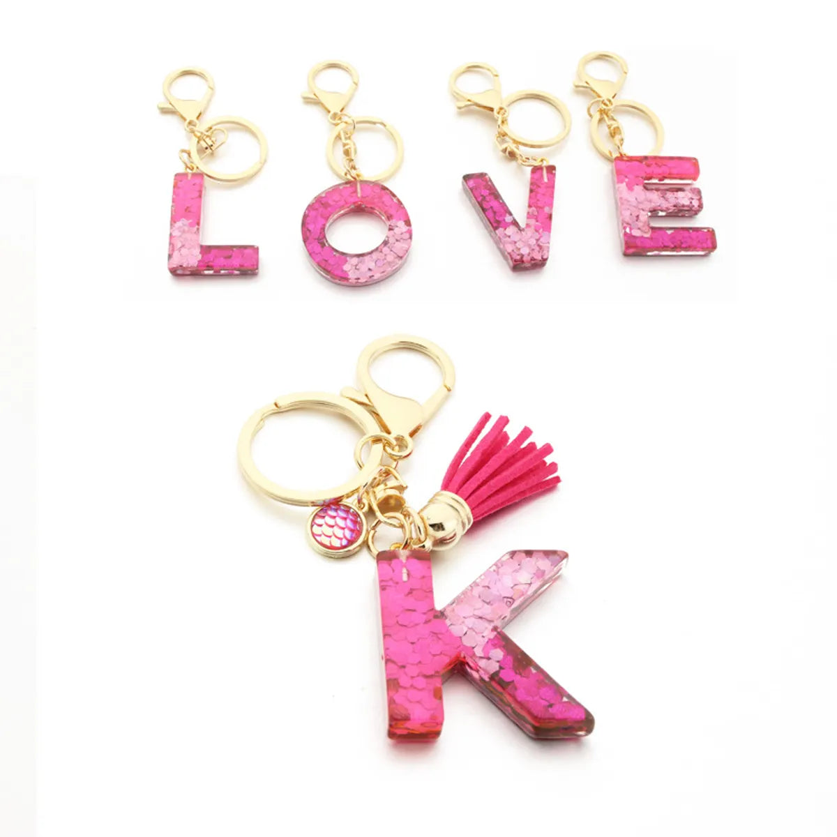 1 Piece Fashion Letter Resin Metal Sequins Women'S Keychain