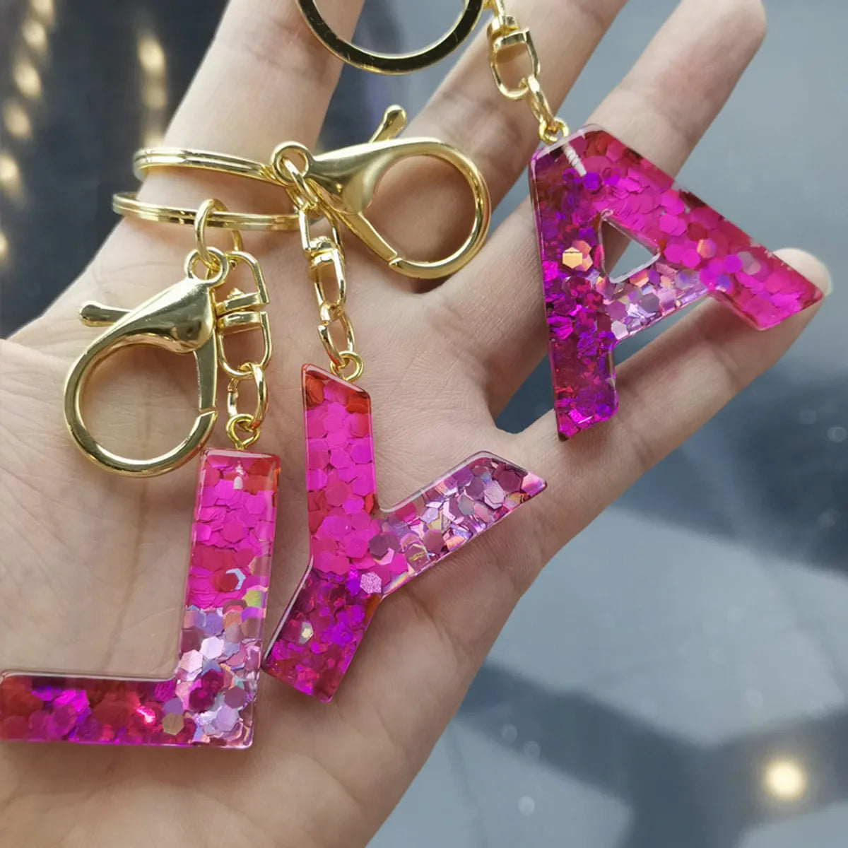 1 Piece Fashion Letter Resin Metal Sequins Women'S Keychain