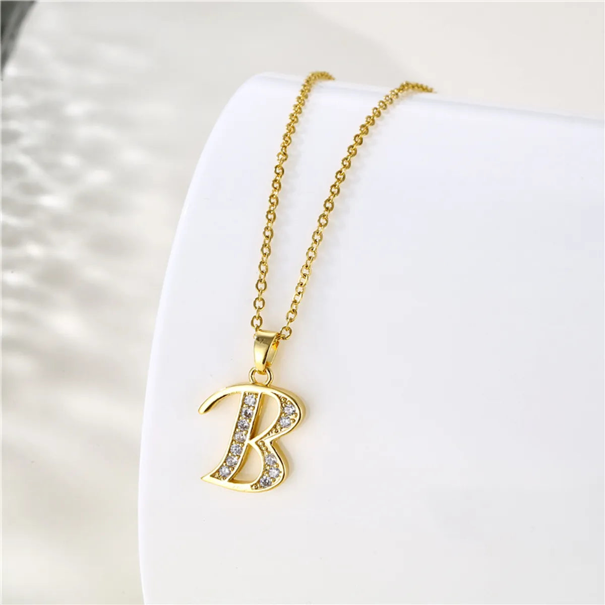 1 Piece Fashion Letter Stainless Steel Titanium Steel Plating Inlay Zircon Pendant Necklace