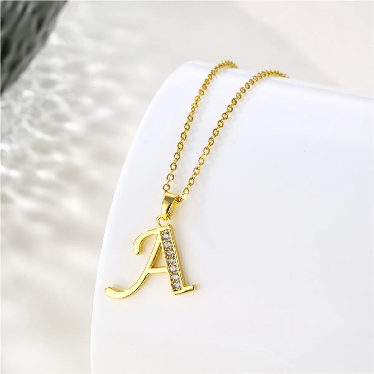 1 Piece Fashion Letter Stainless Steel Titanium Steel Plating Inlay Zircon Pendant Necklace