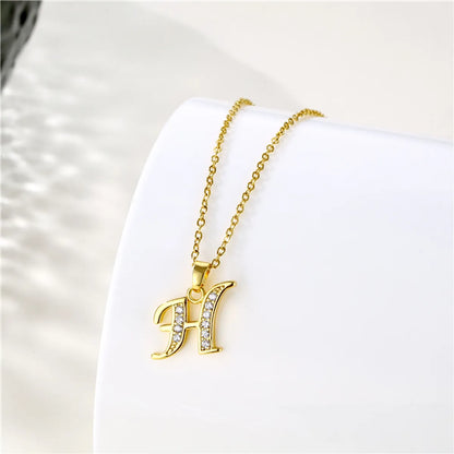 1 Piece Fashion Letter Stainless Steel Titanium Steel Plating Inlay Zircon Pendant Necklace