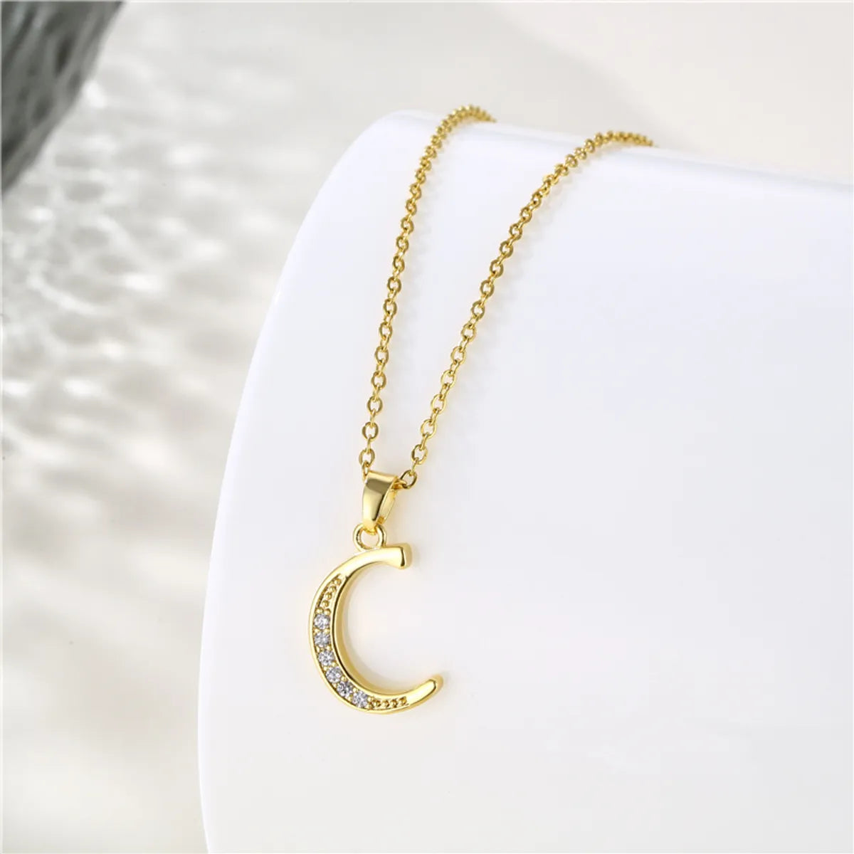 1 Piece Fashion Letter Stainless Steel Titanium Steel Plating Inlay Zircon Pendant Necklace