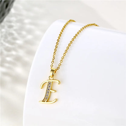 1 Piece Fashion Letter Stainless Steel Titanium Steel Plating Inlay Zircon Pendant Necklace