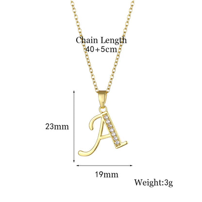 Fashion Letter Stainless Steel Titanium Steel Plating Inlay Zircon 18k Gold Plated Gold Plated Pendant Necklace