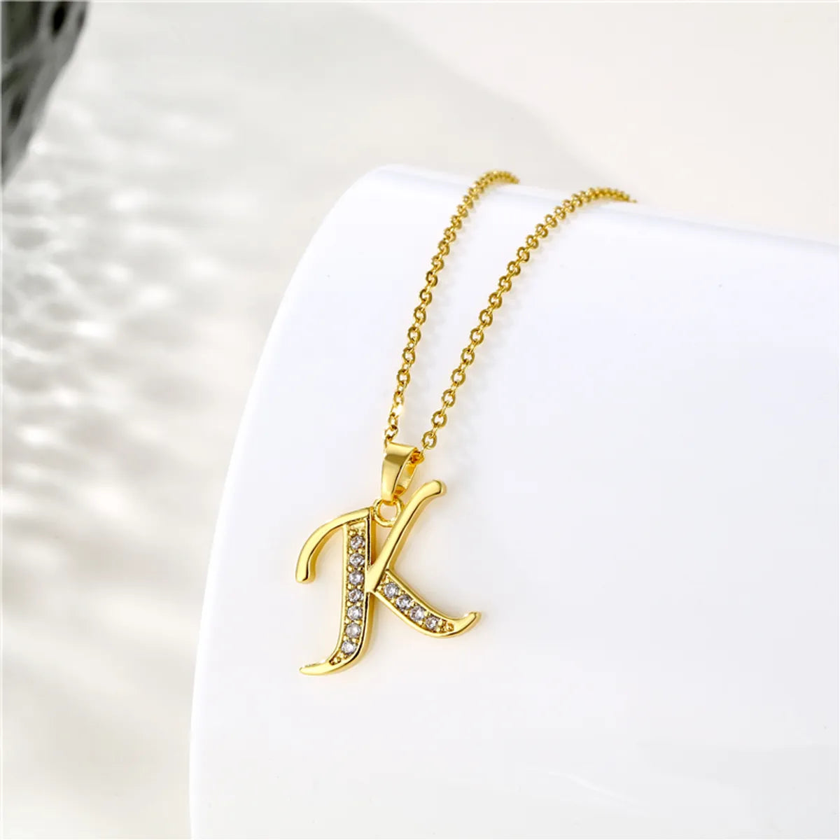 Fashion Letter Stainless Steel Titanium Steel Plating Inlay Zircon 18k Gold Plated Gold Plated Pendant Necklace