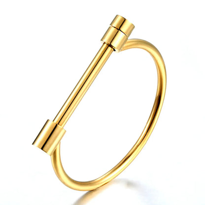 Fashion Letter 304 Stainless Steel Plating 18K Gold Plated Unisex Bangle