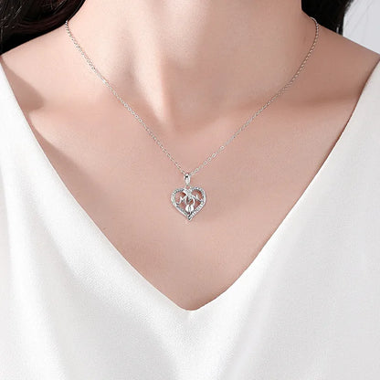 1 Piece Fashion Mama Letter Heart Shape Silver Plating Hollow Out Inlay Rhinestones Mother'S Day Women'S Pendant Necklace