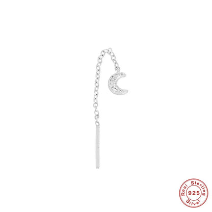 1 Piece Fashion Moon Sterling Silver Inlay Zircon Ear Line