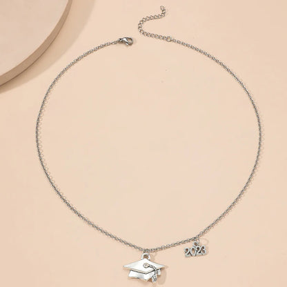 Fashion Number Graduation Cap Alloy Unisex Pendant Necklace