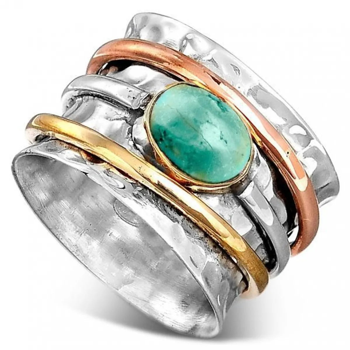 1 Piece Fashion Oval Alloy Plating Inlay Turquoise Women'S Rings