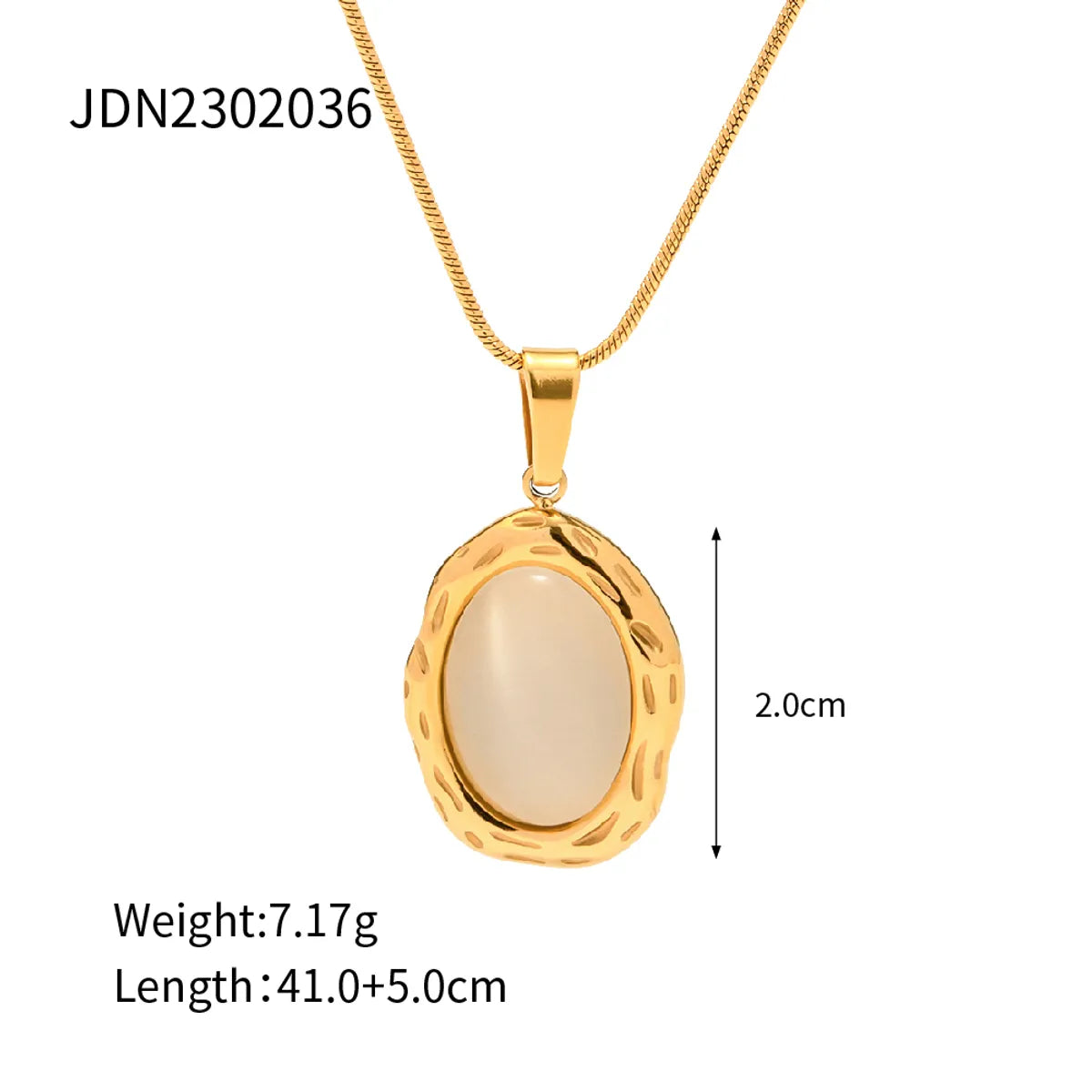 Wholesale Jewelry Fashion Oval Stainless Steel Natural Stone Inlay Pendant Necklace