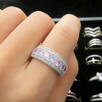 1 Piece Fashion Round Copper Inlay Zircon Rings