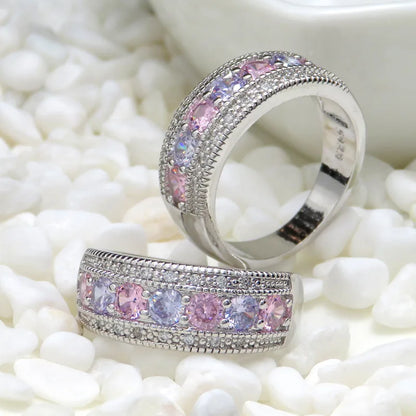 1 Piece Fashion Round Copper Inlay Zircon Rings