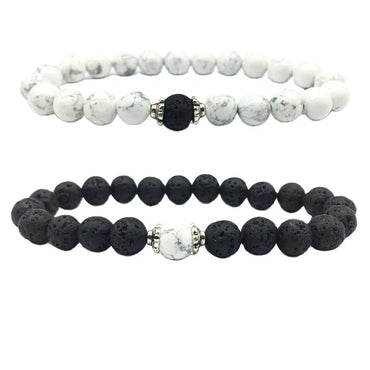 1 Piece Fashion Round Crystal Volcanic Rock Beaded Unisex Bracelets