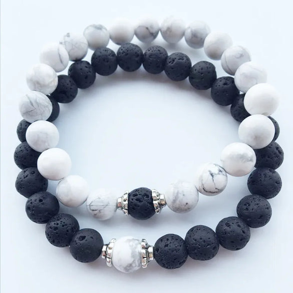 1 Piece Fashion Round Crystal Volcanic Rock Beaded Unisex Bracelets