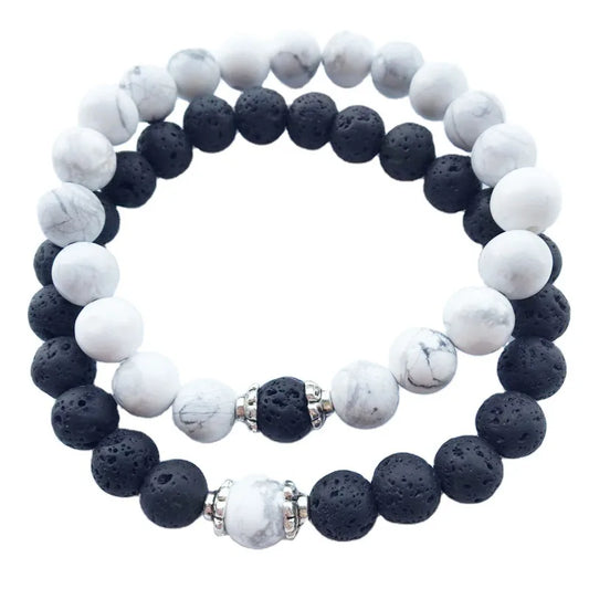 1 Piece Fashion Round Crystal Volcanic Rock Beaded Unisex Bracelets