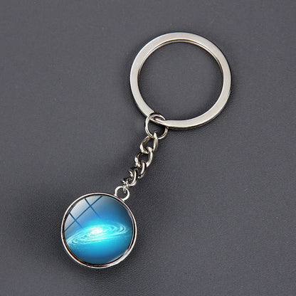 1 Piece Fashion Round Earth Galaxy Artificial Crystal Alloy Unisex Bag Pendant Keychain