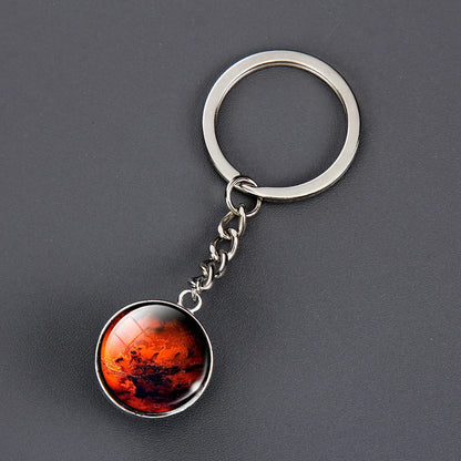 1 Piece Fashion Round Earth Galaxy Artificial Crystal Alloy Unisex Bag Pendant Keychain