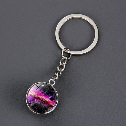 1 Piece Fashion Round Earth Galaxy Artificial Crystal Alloy Unisex Bag Pendant Keychain