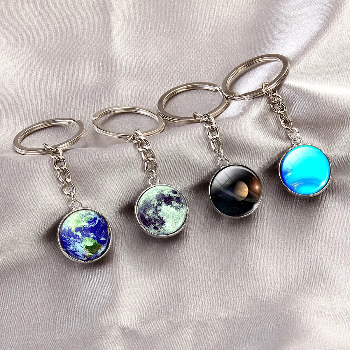 1 Piece Fashion Round Earth Galaxy Artificial Crystal Alloy Unisex Bag Pendant Keychain