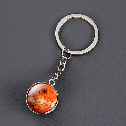 1 Piece Fashion Round Earth Galaxy Artificial Crystal Alloy Unisex Bag Pendant Keychain