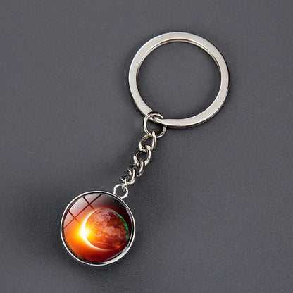 1 Piece Fashion Round Earth Galaxy Artificial Crystal Alloy Unisex Bag Pendant Keychain