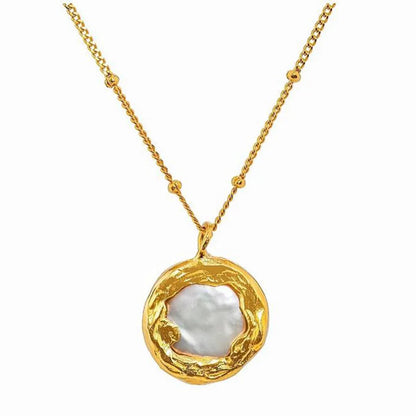 1 Piece Fashion Round Freshwater Pearl Copper Plating Pendant Necklace