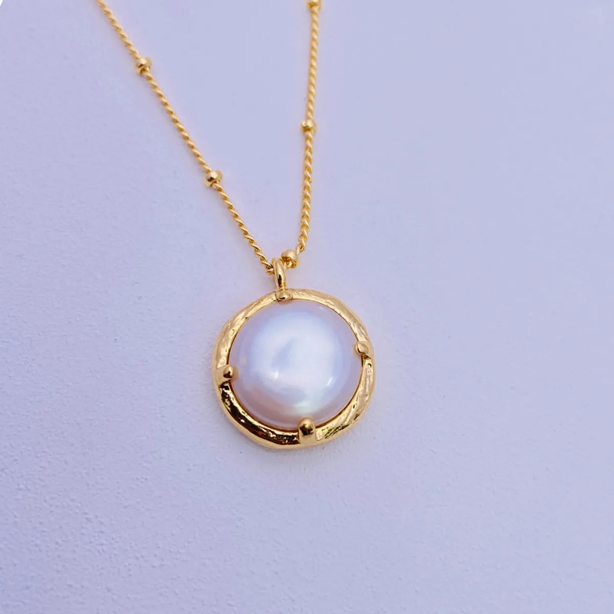 1 Piece Fashion Round Freshwater Pearl Copper Plating Pendant Necklace