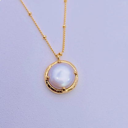 1 Piece Fashion Round Freshwater Pearl Copper Plating Pendant Necklace