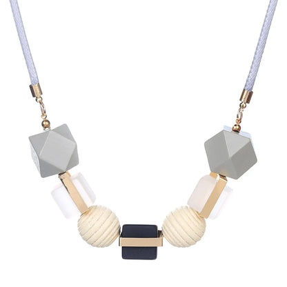 1 Piece Fashion Round Square Plastic Wood Resin Women's Necklace