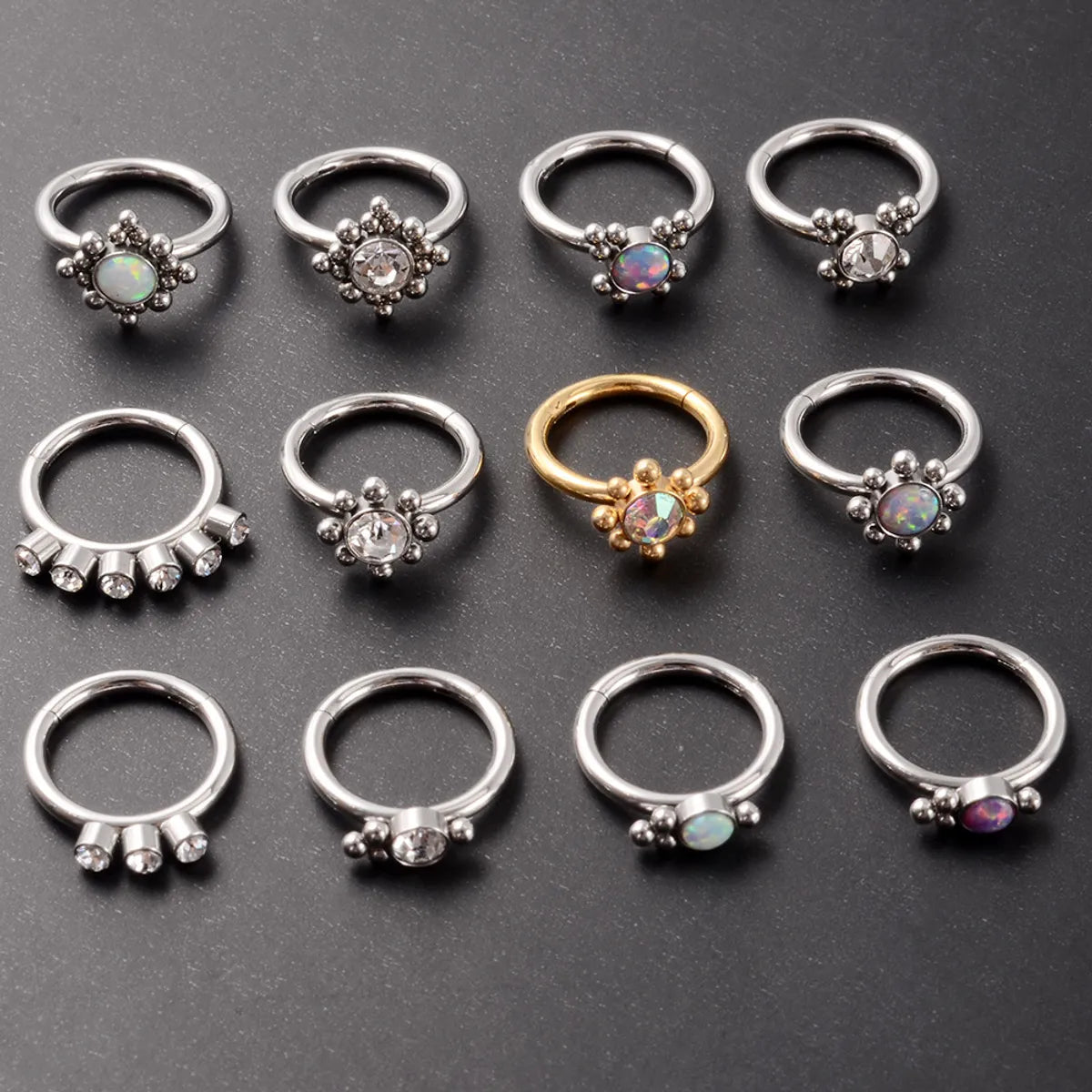 1 Piece Fashion Round Stainless Steel Diamond Nose Ring