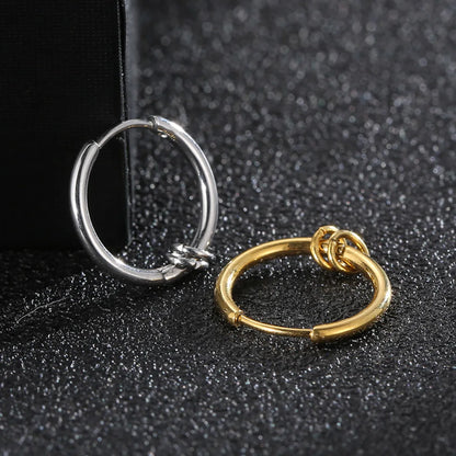 1 Piece Fashion Round Stainless Steel Plating Hoop Earrings