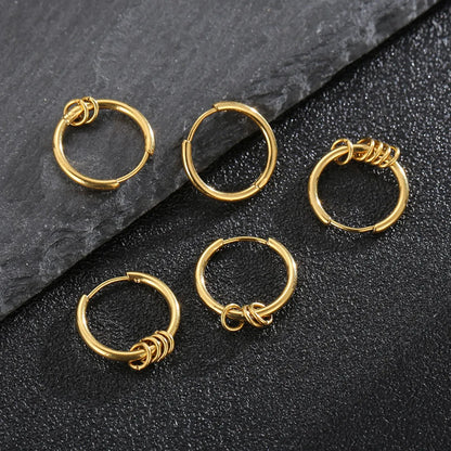 1 Piece Fashion Round Stainless Steel Plating Hoop Earrings