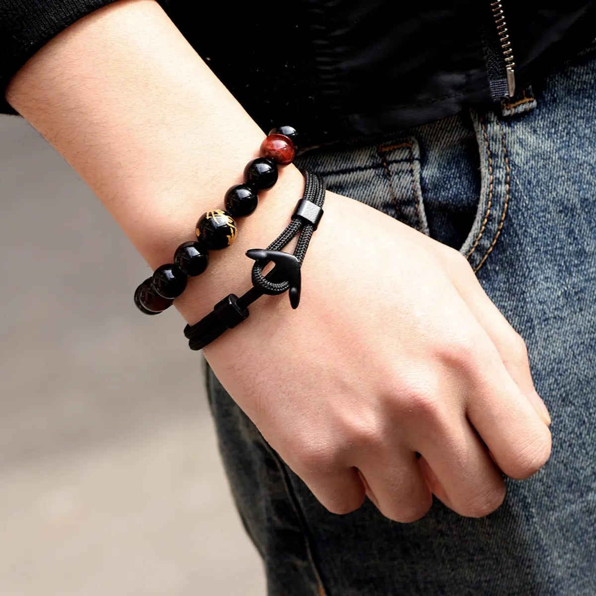 Fashion Rudder Anchor Alloy Polyester Patchwork Alloy Unisex Bracelets