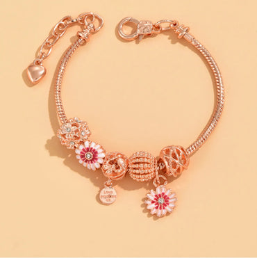 1 Piece Fashion Simple Style Flower Alloy Steel Inlay Rhinestones Women's Bracelets