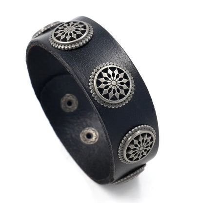 1 Piece Fashion Skull Pu Leather Alloy Men'S Bangle