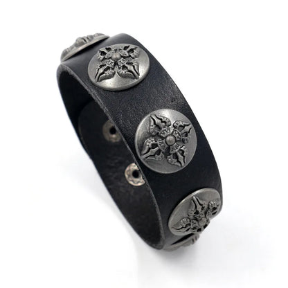 1 Piece Fashion Skull Pu Leather Alloy Men'S Bangle