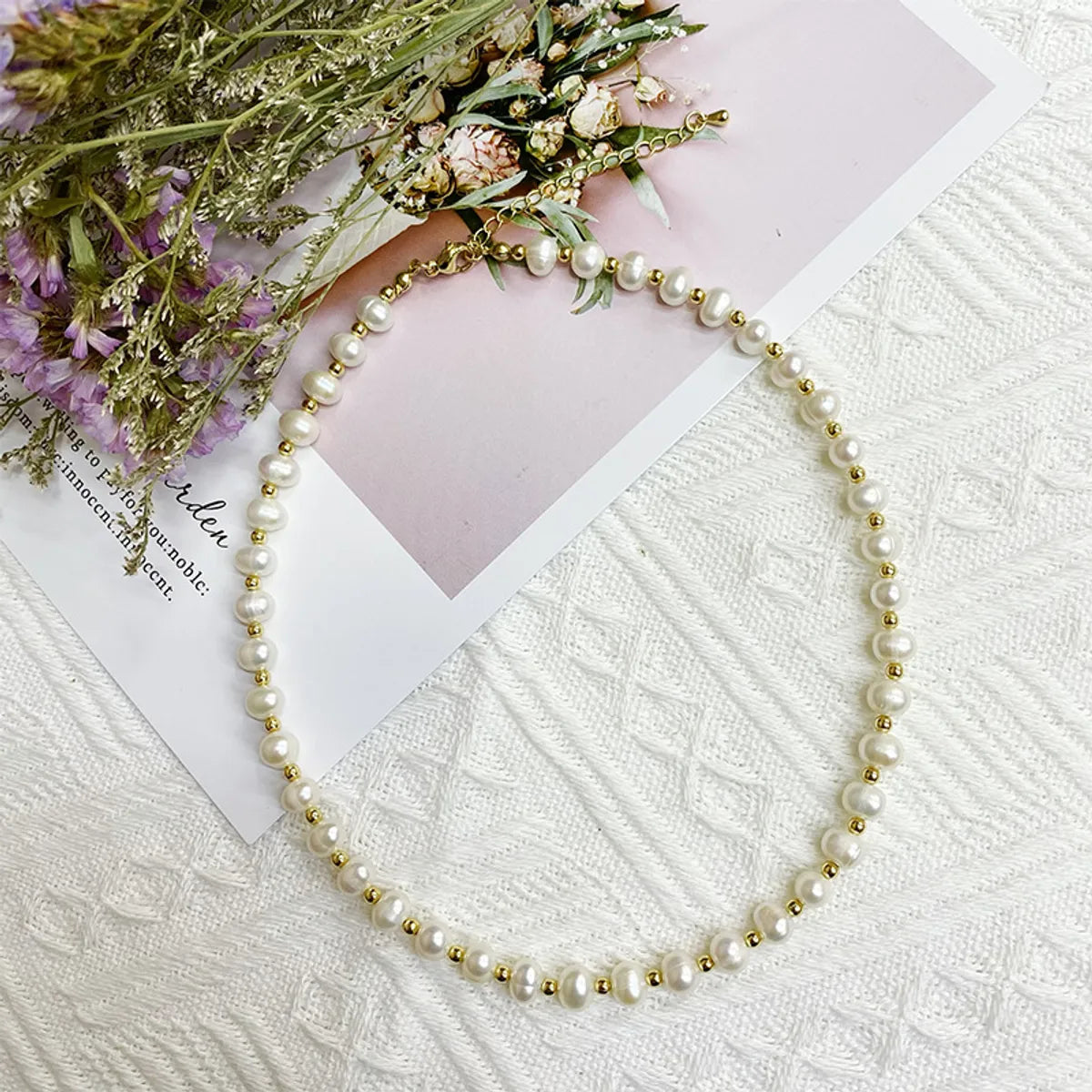 1 Piece Fashion Smile Face Freshwater Pearl Copper Beaded Necklace