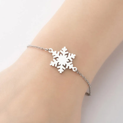 Fashion Snowflake 201 Stainless Steel 18K Gold Plated Bracelets In Bulk