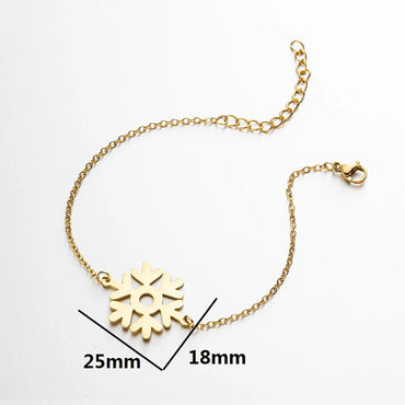 Fashion Snowflake 201 Stainless Steel 18K Gold Plated Bracelets In Bulk